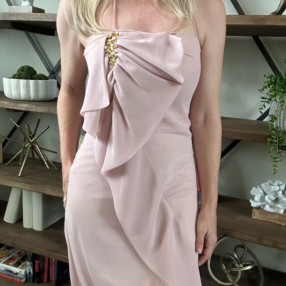 Blumarine Strapless Pink Dress with Gold Accents